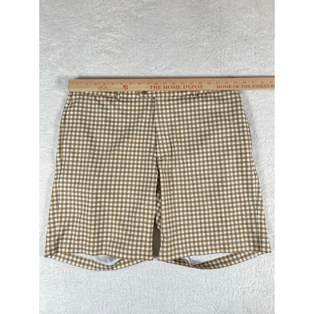 Peter Millar Crown Sport Wicking Gingham‎ Check Performance Golf Shorts Sz 38